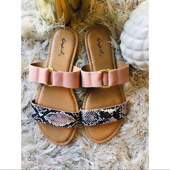 NEW Snake & Blush Sandals - Picture 2 of 5